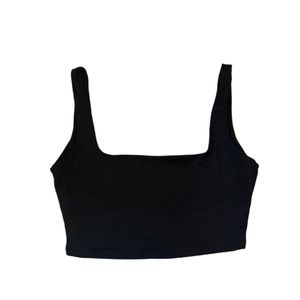 shein black crop square neck tank top xs